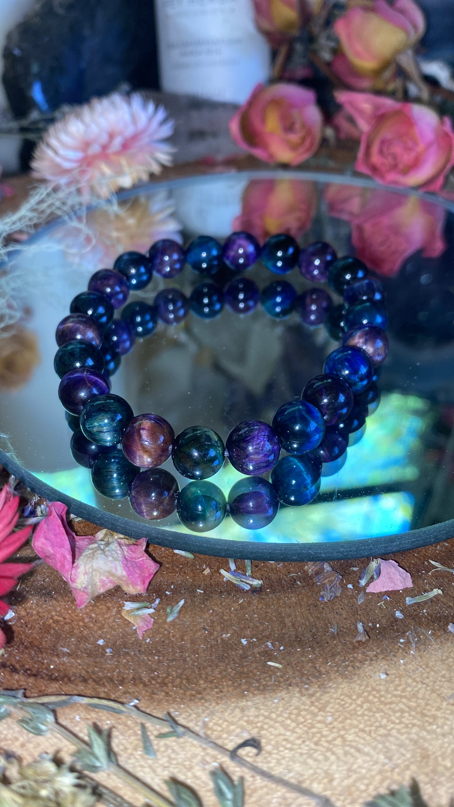 Galaxy & Peacock Tigers Eye Gemstone Bracelet