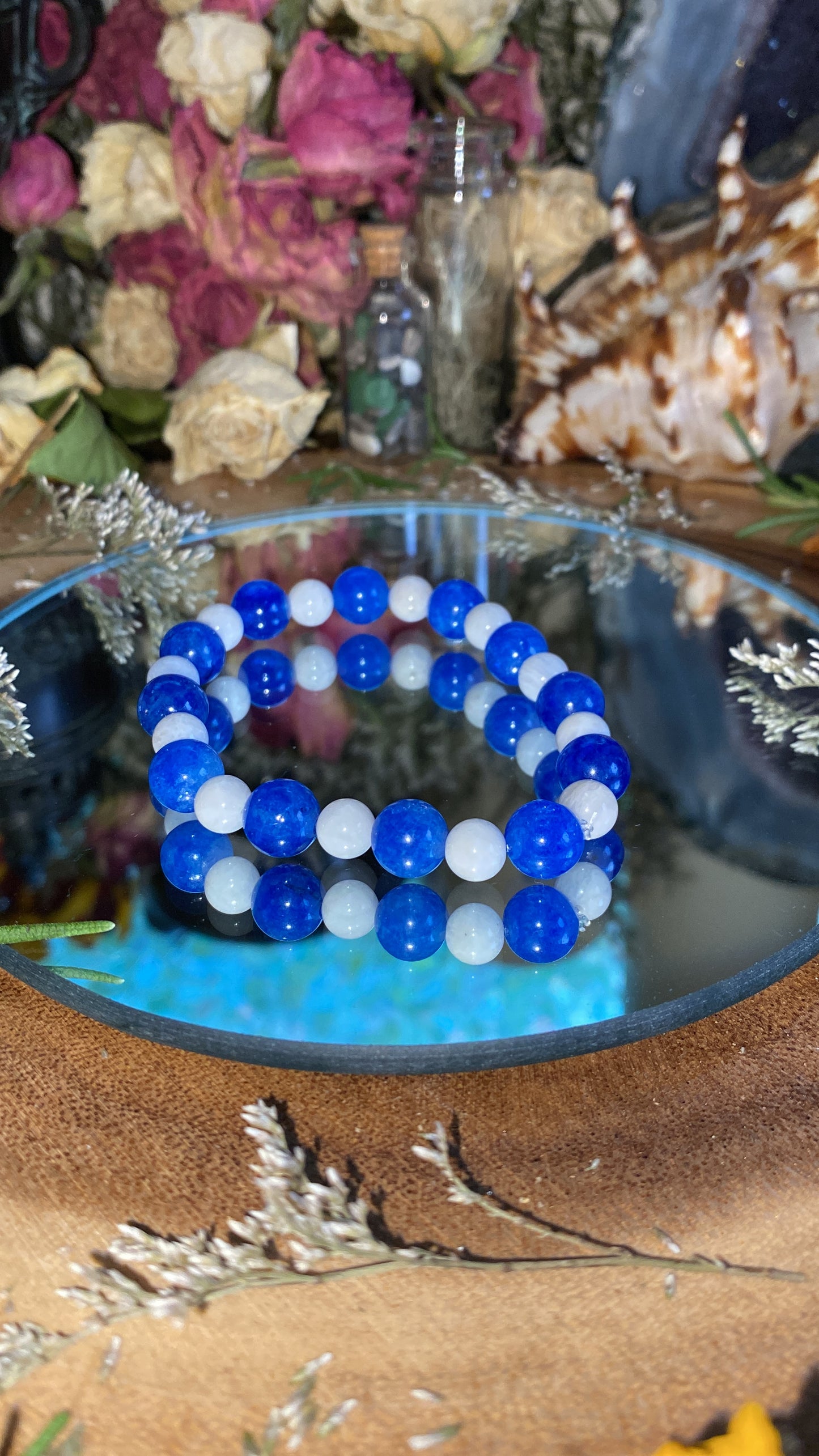 Blue Kyanite & White Moonstone Bracelet