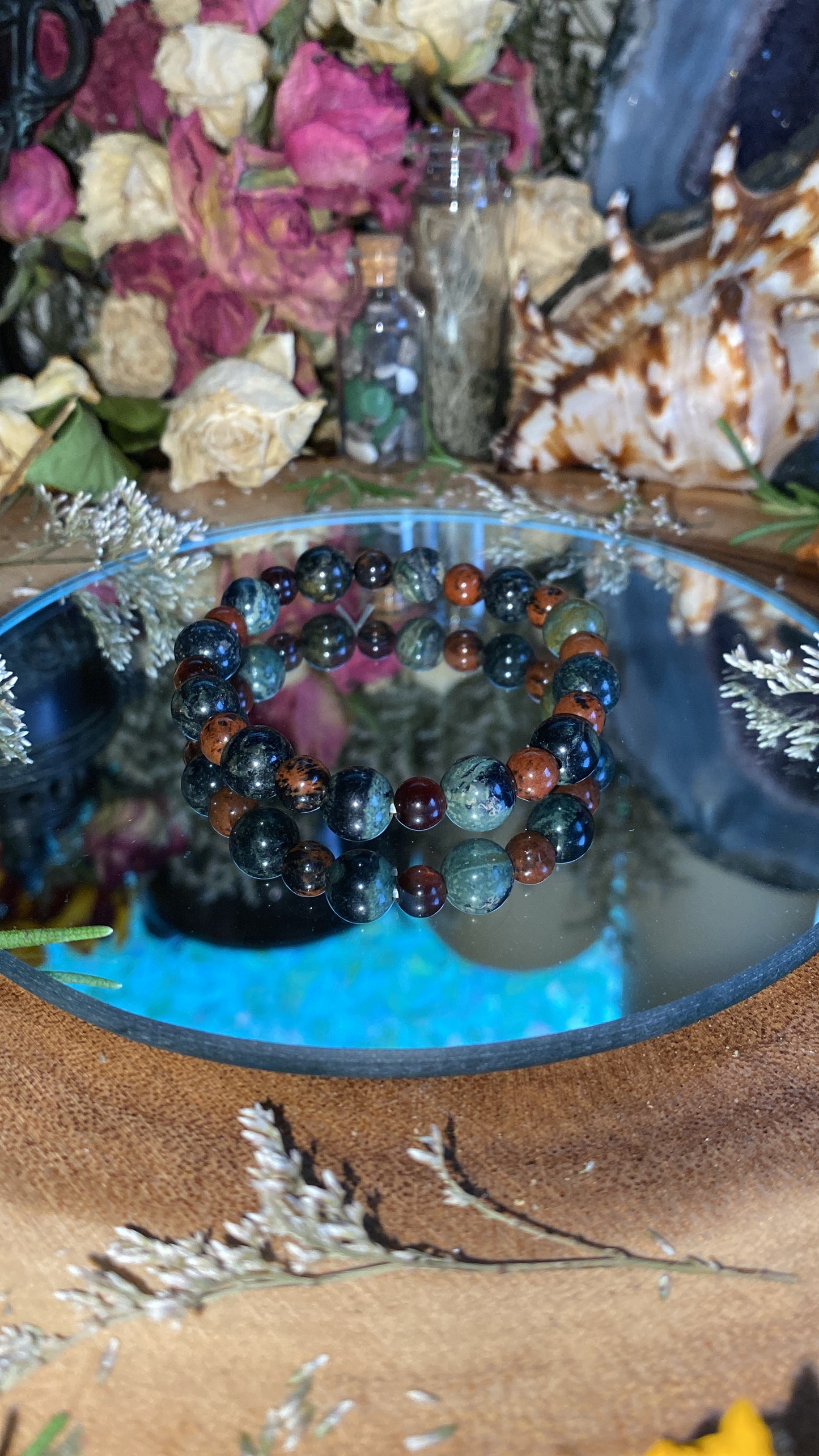 Kambaba Jasper & Mahogany Obsidian Bracelet