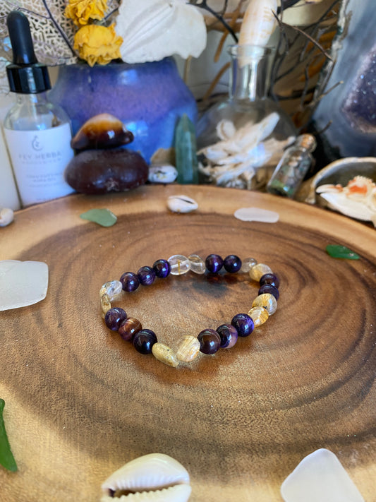 Purple Tigers Eye & Rutilated Quartz