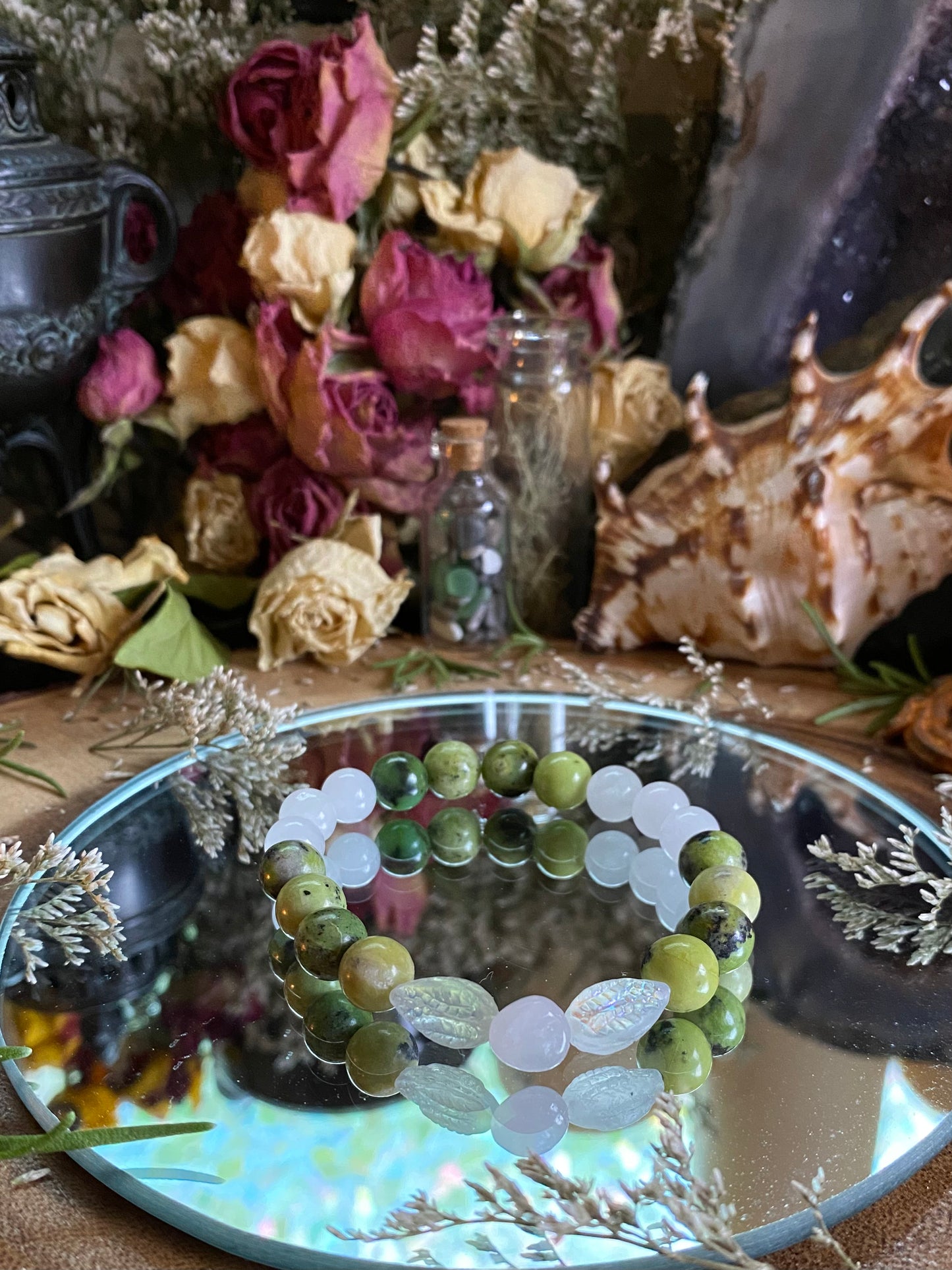 Chrysoprase & Rose Quartz Gemstone Bracelets